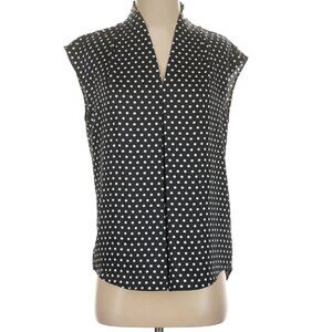 NWOT Michael Kors Nautical Deep Navy & White Polka Dot Silky Sleeveless Blouse S